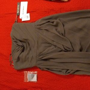 White by Vera Wang short strapless charcoal draped skirt dress